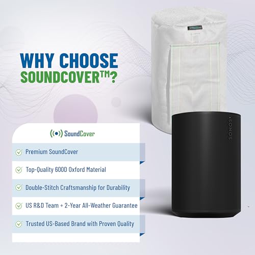 Custom 600D Cover for Sonos Era 100 – Weatherproof with SoundFlap (Black/White)