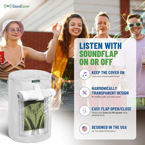 Custom 600D Cover for Sonos Era 100 – Weatherproof with SoundFlap (Black/White)