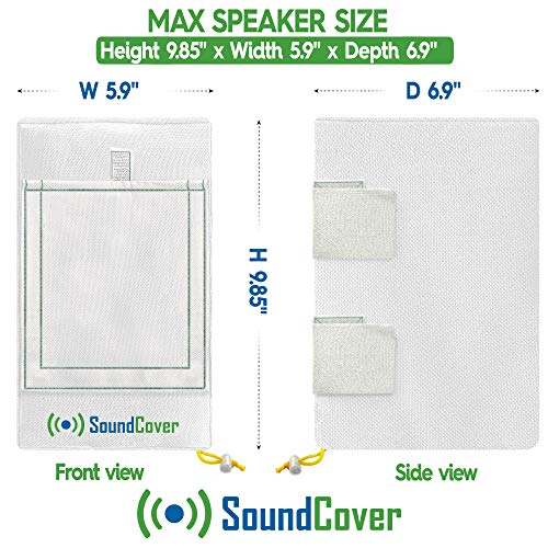 Pair of 600D U-Bracket Speaker Covers with SoundFlap – White, S/Compact/M/L
