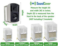 Pair of 600D U-Bracket Speaker Covers with SoundFlap – White, S/Compact/M/L