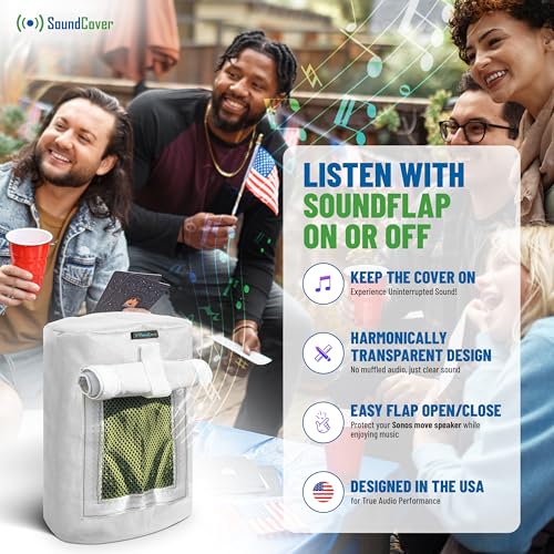 Custom 600D Cover for Sonos Move – Weatherproof with SoundFlap (Black/White)