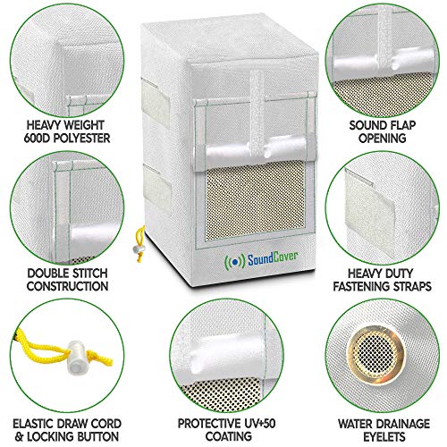 Pair of 600D U-Bracket Speaker Covers with SoundFlap – White, S/Compact/M/L