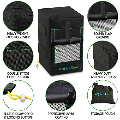 Pair of 600D U-Bracket Speaker Covers with SoundFlap – Black, S/Compact/M/L