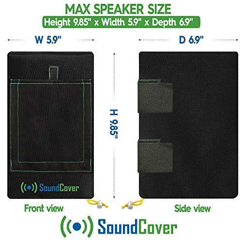 Pair of 600D U-Bracket Speaker Covers with SoundFlap – Black, S/Compact/M/L