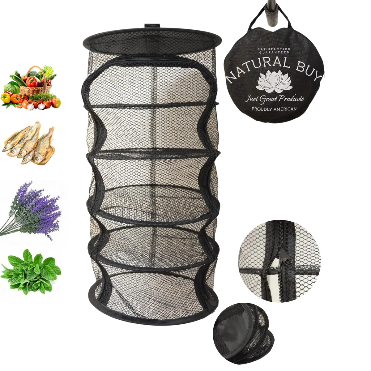 9″ Hanging Drying Net – Compact 3/5/7-Tier Rack, Collapsible