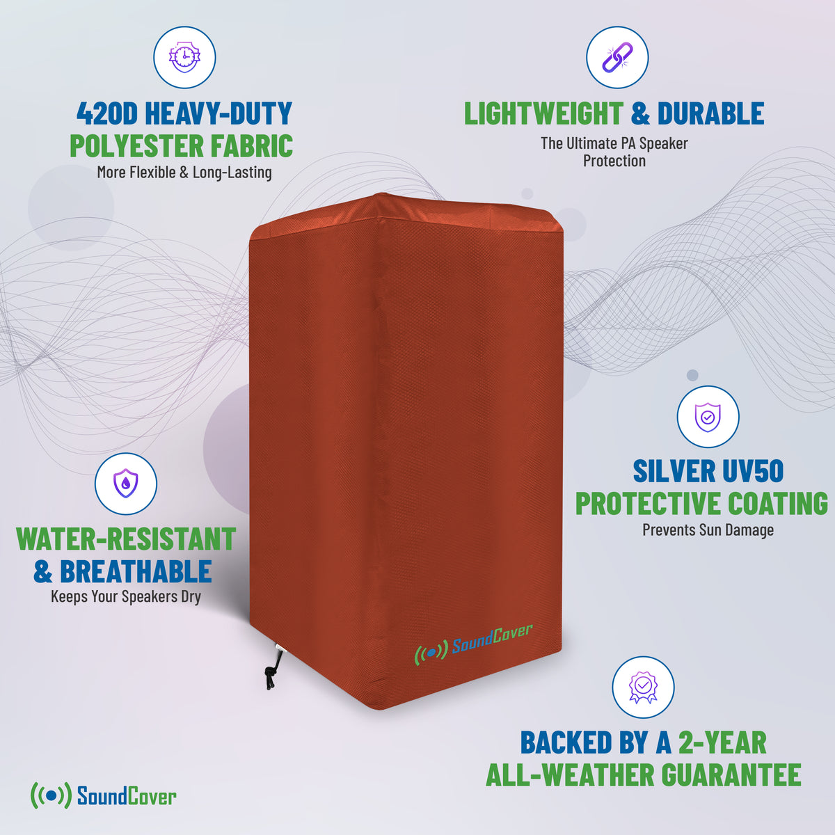 Brown 420D Over-The-Top PA/DJ Speaker Covers – UV50 Protection (4 Sizes)