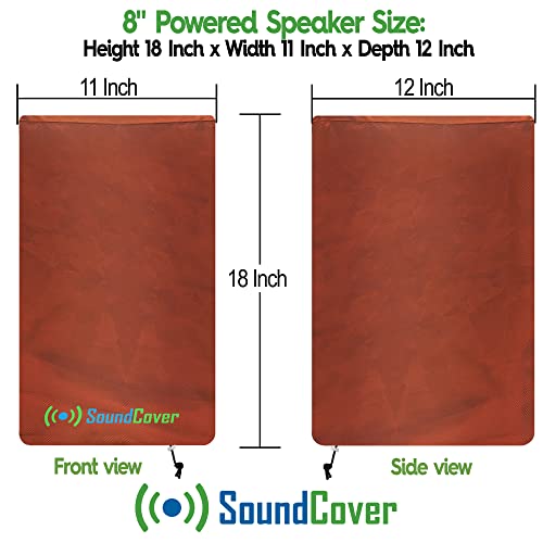 SoundCover Brown Waterproof PA/DJ Speaker Covers – Durable 420D Polyester with UV+50 Protection, Fits Most Portable and Mounted PA Speakers