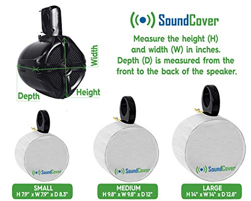 SoundCover Black or White Pair of Marine ATV Wake Tower Speaker Covers in Small Medium or Large Size.