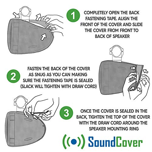 SoundCover Black or White Pair of Marine ATV Wake Tower Speaker Covers in Small Medium or Large Size.