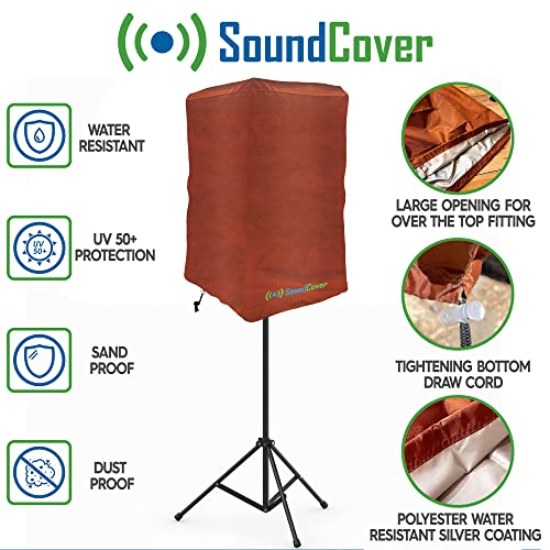 SoundCover Brown Waterproof PA/DJ Speaker Covers – Durable 420D Polyester with UV+50 Protection, Fits Most Portable and Mounted PA Speakers