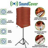 SoundCover Brown Waterproof PA/DJ Speaker Covers – Durable 420D Polyester with UV+50 Protection, Fits Most Portable and Mounted PA Speakers