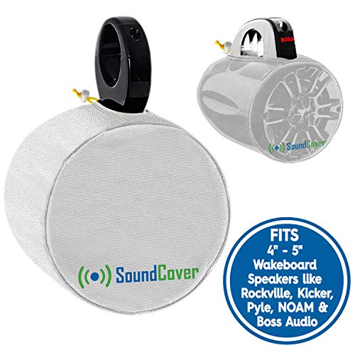 SoundCover Black or White Pair of Marine ATV Wake Tower Speaker Covers in Small Medium or Large Size.