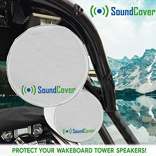 SoundCover Black or White Pair of Marine ATV Wake Tower Speaker Covers in Small Medium or Large Size.