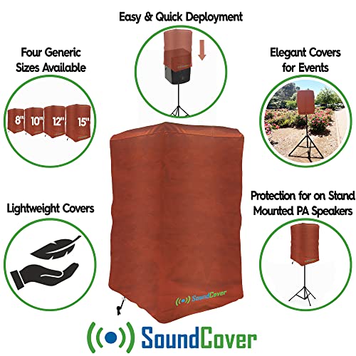 Fundas impermeables para altavoces PA/DJ SoundCover de color marrón: poliéster 420D duradero con protección UV+50, se adapta a la mayoría de altavoces PA portátiles y montados