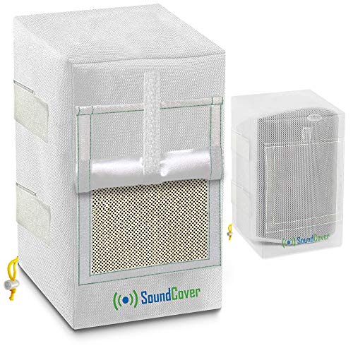 SoundCover Pair of 600D Heavy Outdoor Speaker Covers in White, Small,Compact, Medium and Large