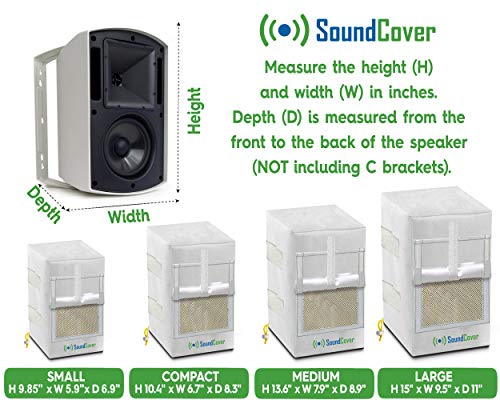 SoundCover Pair of 600D Heavy Outdoor Speaker Covers in White, Small,Compact, Medium and Large