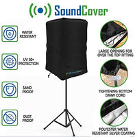 SoundCover Black Waterproof PA/DJ Speaker Covers – Heavy-Duty 420D Polyester with UV+50 Protection, Fits Most Portable and Mounted PA Speakers