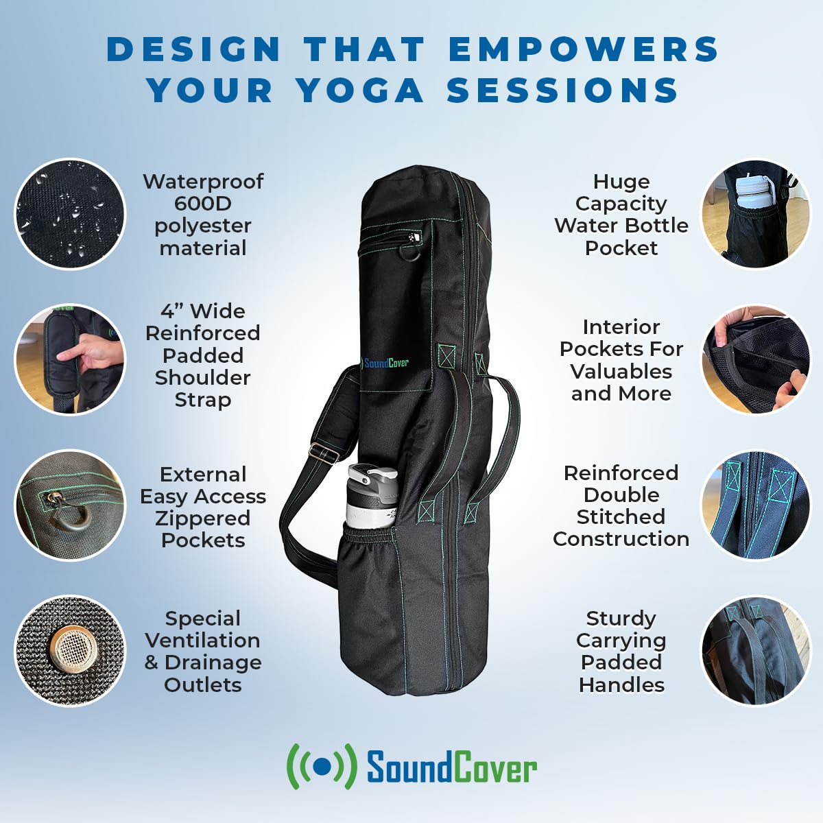 Rugged Outdoor Yoga Mat Bag – Full-Zip, 600D Waterproof Design