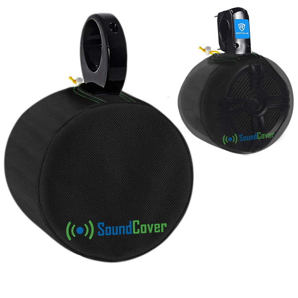 SoundCover Black or White Pair of Marine ATV Wake Tower Speaker Covers in Small Medium or Large Size.