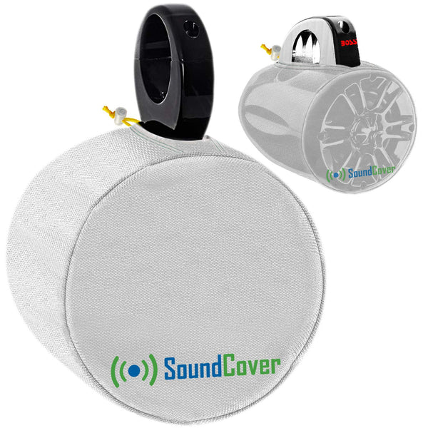 SoundCover Black or White Pair of Marine ATV Wake Tower Speaker Covers in Small Medium or Large Size.