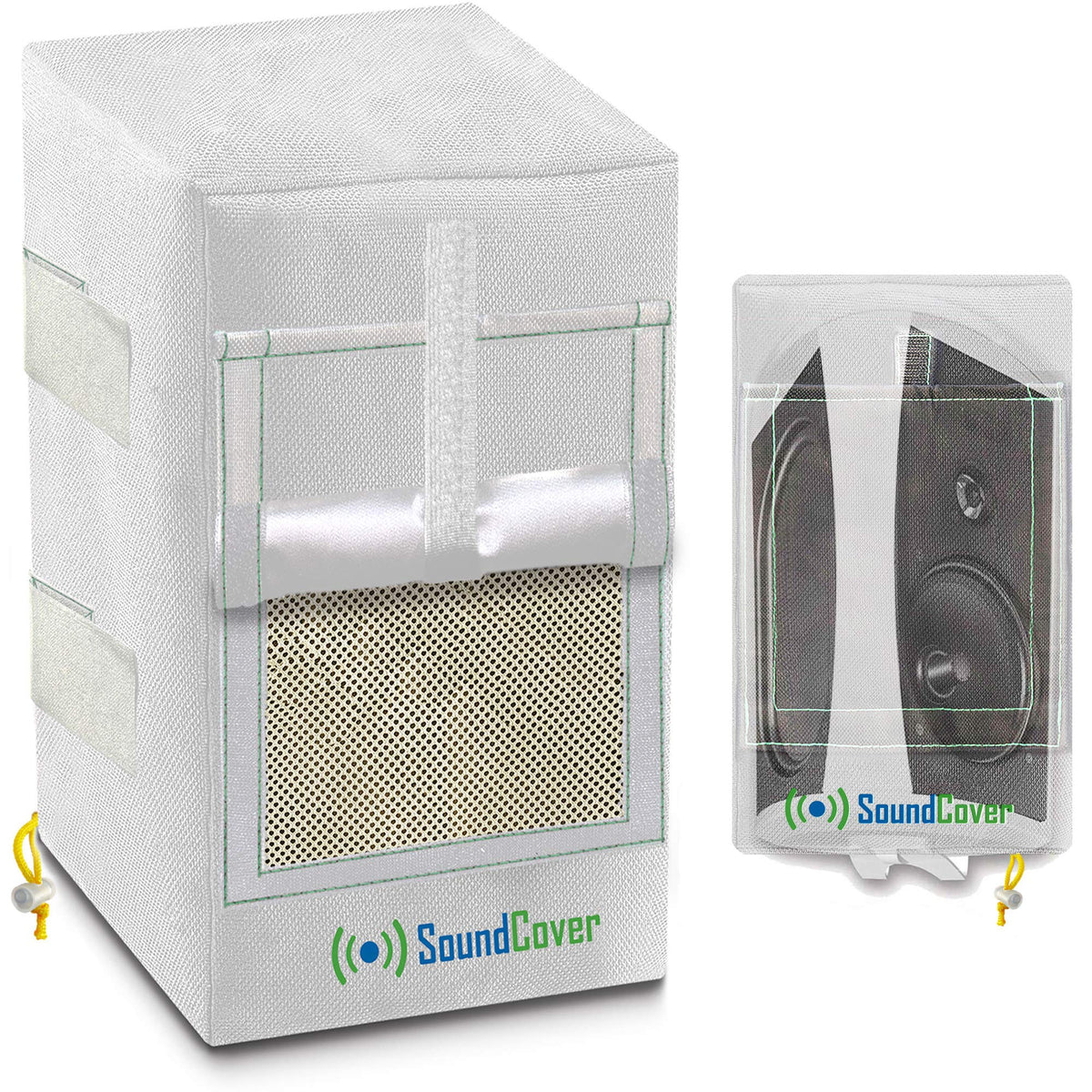 SoundCover Pair of 600D Heavy Outdoor Speaker Covers in White, Small,Compact, Medium and Large