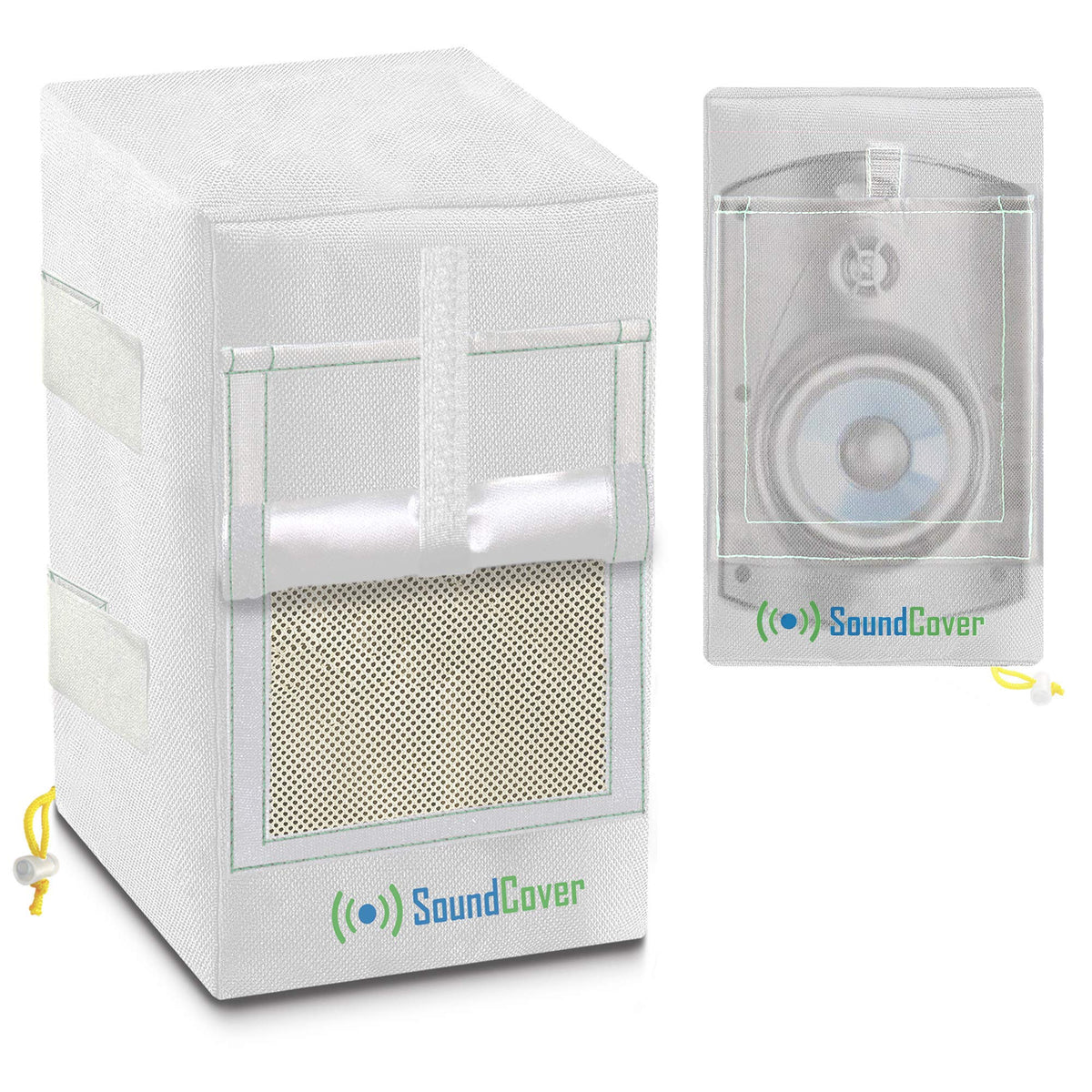 SoundCover Pair of 600D Heavy Outdoor Speaker Covers in White, Small,Compact, Medium and Large