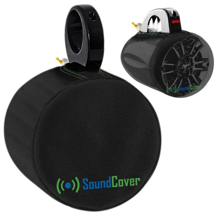 SoundCover Black or White Pair of Marine ATV Wake Tower Speaker Covers in Small Medium or Large Size.