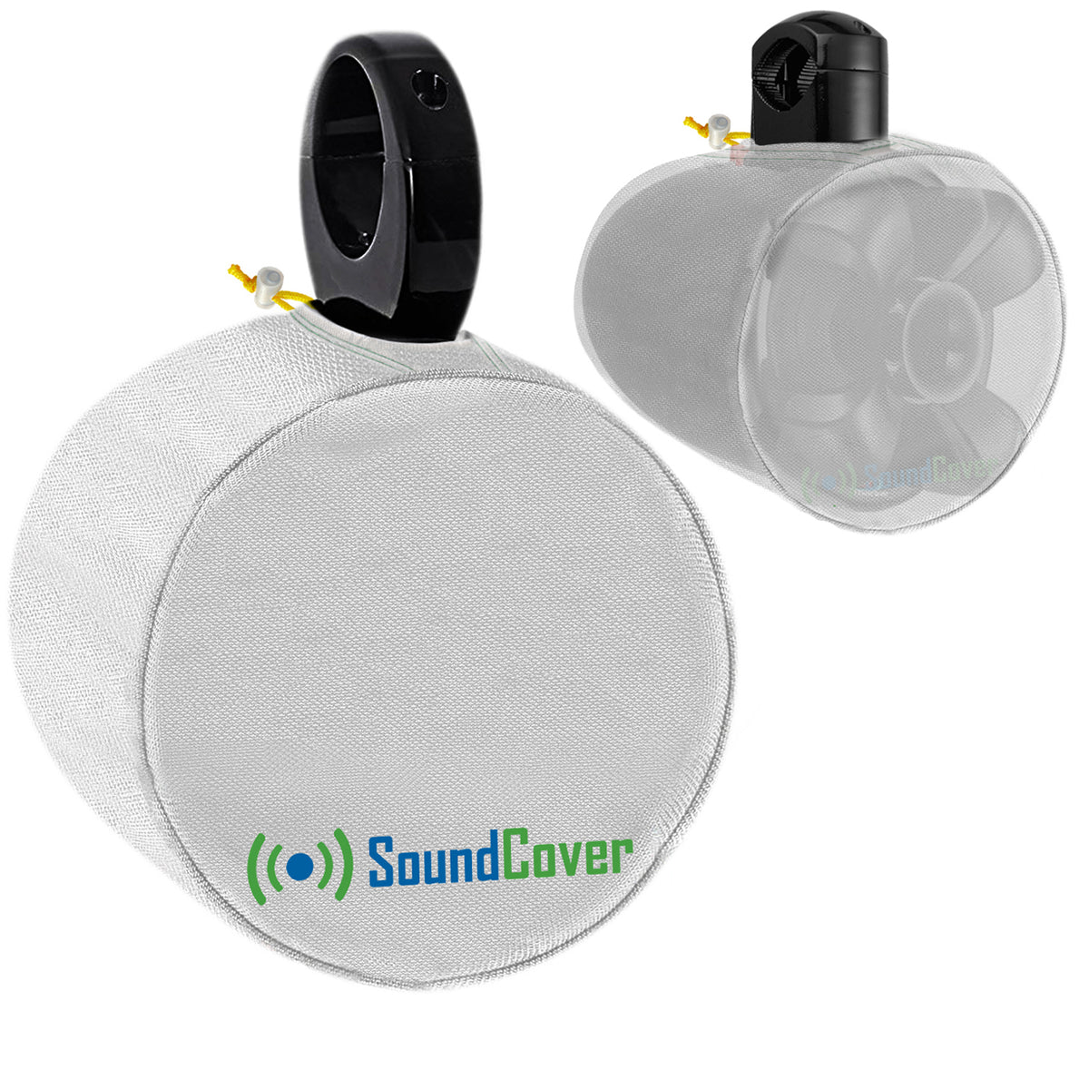 SoundCover Black or White Pair of Marine ATV Wake Tower Speaker Covers in Small Medium or Large Size.