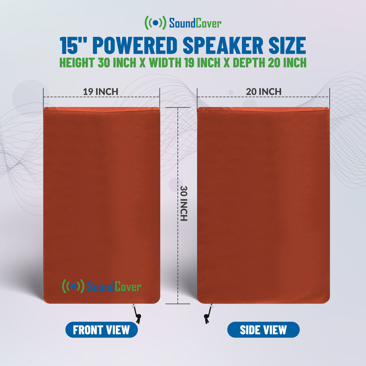 Brown Waterproof PA/DJ Speaker Covers – Durable 420D Polyester with UV+50 Protection, Fits Most Portable and Mounted PA Speakers