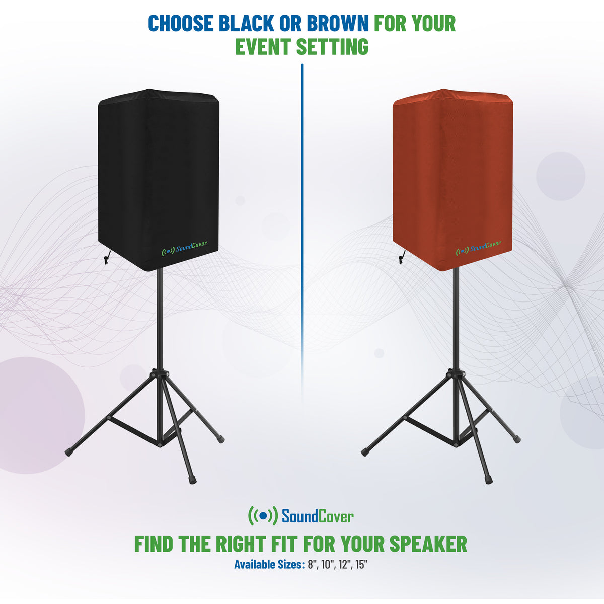 Brown Waterproof PA/DJ Speaker Covers – Durable 420D Polyester with UV+50 Protection, Fits Most Portable and Mounted PA Speakers