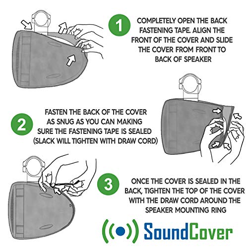 Medium Boat Speaker Covers for 6.5" Round or 6X9 Inch Oval Marine ATV Wakeboard Tower Pod Speakers – Speaker Bags fit Boss Audio, MCM Custom Audio, Rockville Marine Speakers - Sold in Pairs
