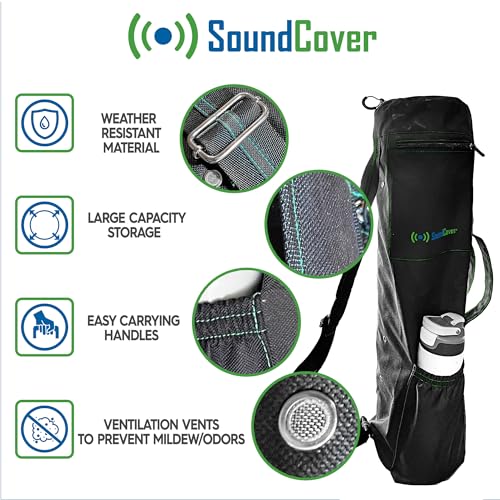 Outdoor Rugged Yoga Mat Bag for Men & Women, 3 Pockets, Full Zipper Water Resistant 600D Material, Large Water Bottle Pocket, Yoga Mat Carrier with Handles, Padded Shoulder Strap & Ventilation Vents