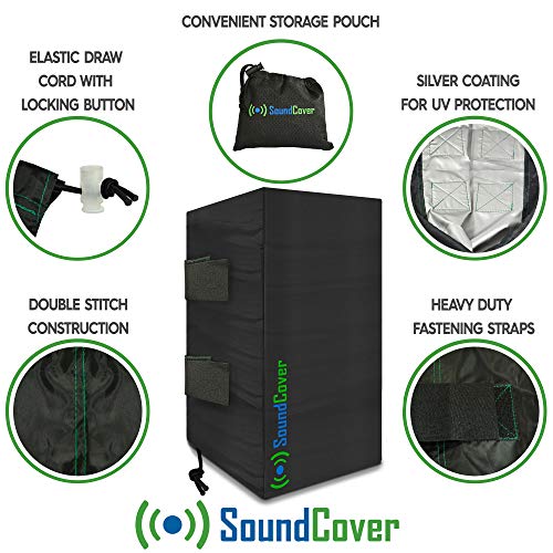Large Outdoor Speaker Covers Water Resisant & UV +50 Protection - Fits Def. Tech. AW 6500, Klipsch AW-650, Polk Atrium 8 & Pyle PDWR64BT - MAX Speaker: H 15" X W 9.45" X D 11"