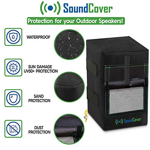 2 Compact Outdoor Speaker Covers Heavy Duty Water & Sun Protection with Sound Flap Option - Fits Klipsch Kho-7, Polk Atrium 5, Herdio 5.25" & Pyle 5.25 Speakers - MAX Speaker: H 10.4" X W 6.7" X D 8.3"