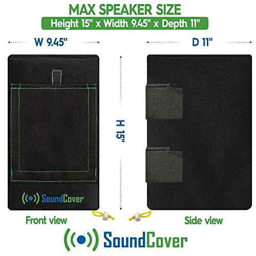 2 Large Outdoor Speaker Covers Heavy Duty Water & Sun Protection with Sound Flap Option - Fits Def. Tech. AW 6500, Klipsch AW-650, Polk Atrium 8, Pyle PDWR64BT - MAX Speaker: H 15" X W 9.45" X D 11"